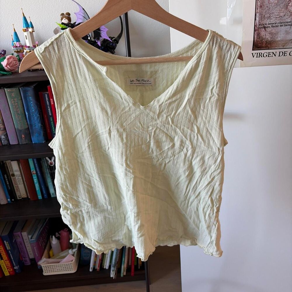 Free People Cream Textured Large Top